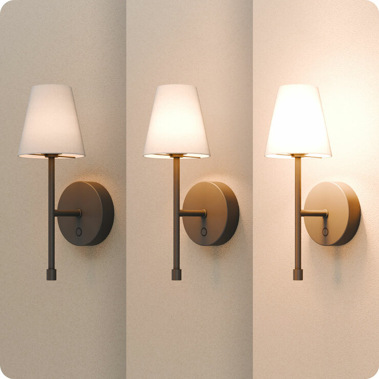 Globe Electric Wireless Rechargeable LED Integrated Wall Sconce in Black, 2 Pack