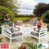 Stone Garden 5 Piece Deep Seating Fire Patio Set in White