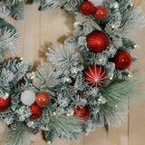 30 Inch Pre-Lit Flocked Christmas Wreath 30 Inch Pre-Lit Flocked Christmas Wreath