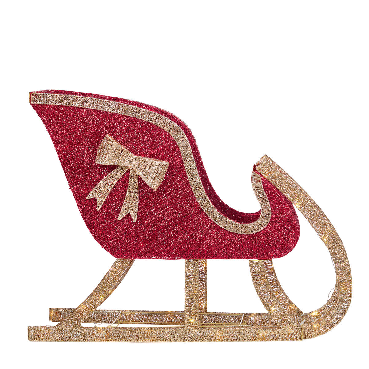 View of a sleigh facing the right on a white background
