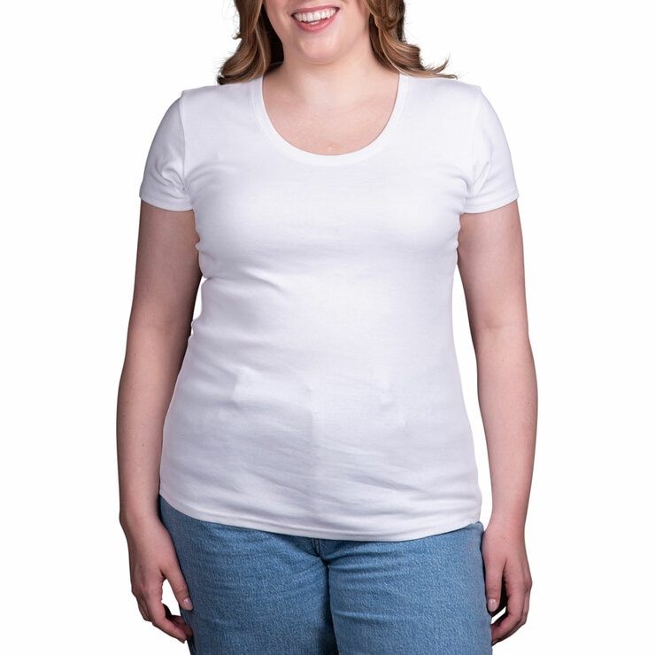 Kirkland Signature Ladies Scoop Neck Pima Tee in White, Extra Extra Large