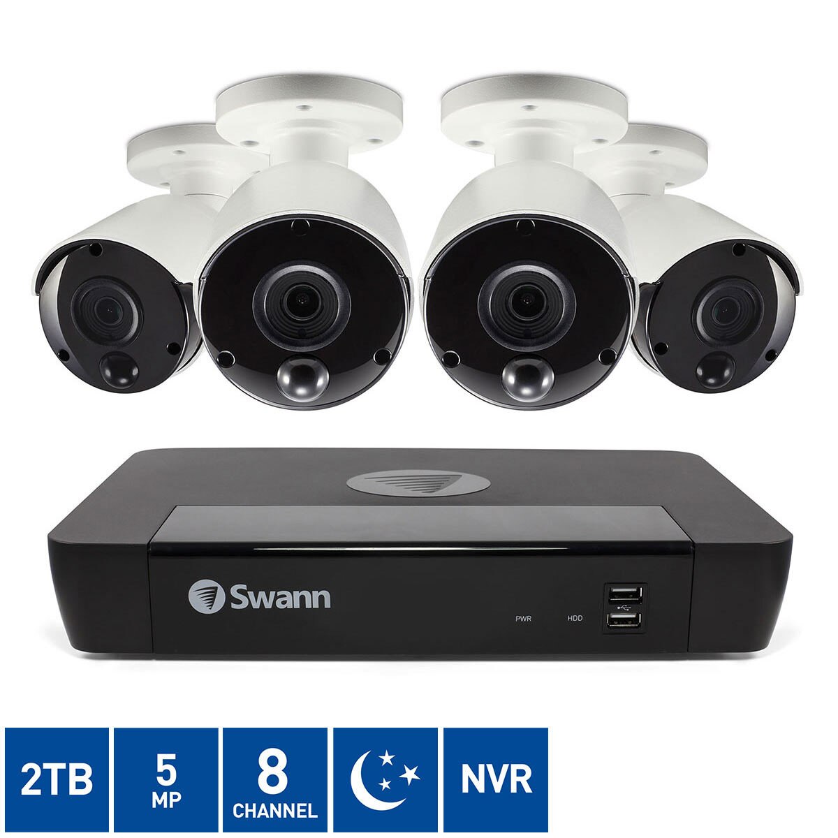 Swann 8 Channel 2TB NVR with 4 x 5MP Super HD Thermal Sensing Bullet IP