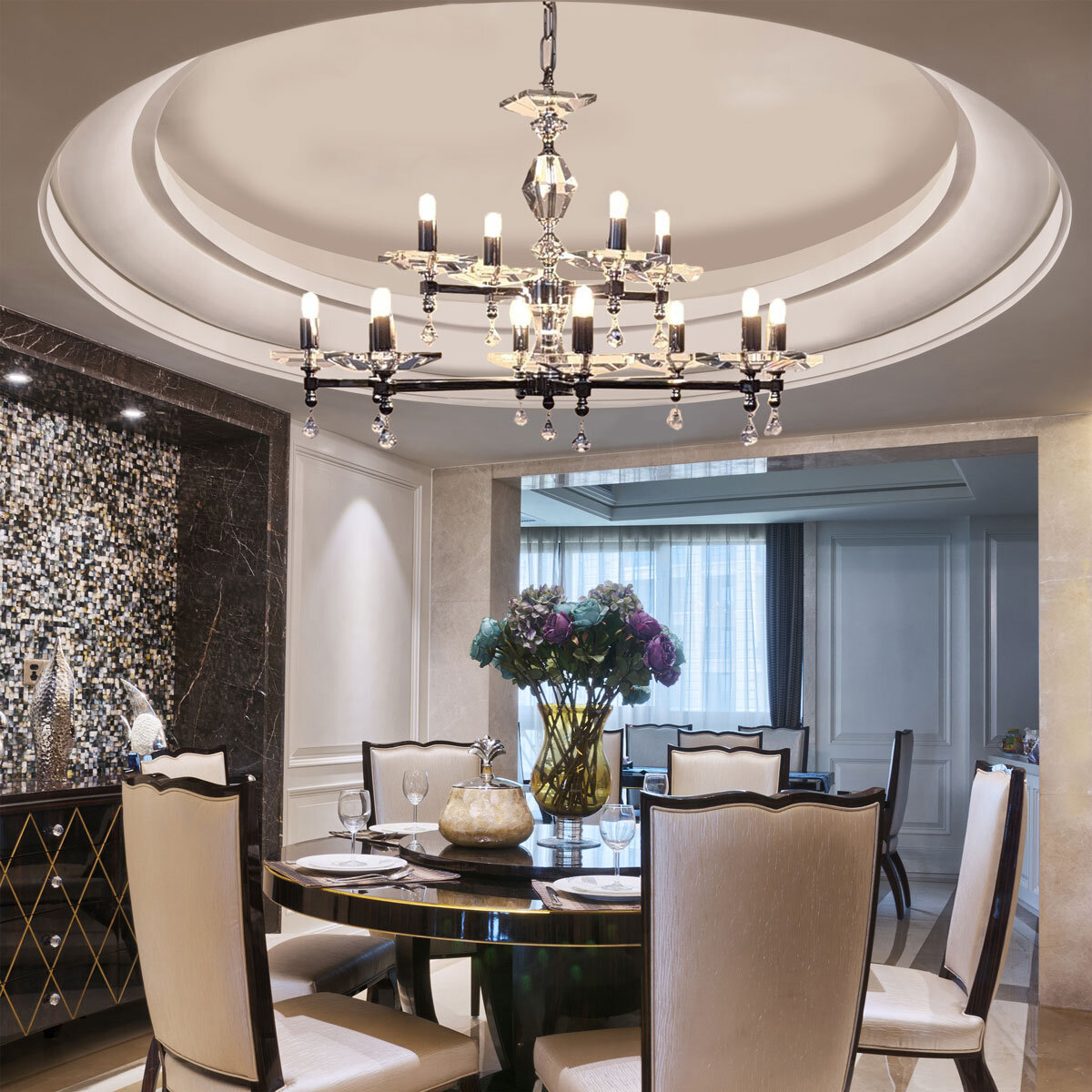 Lifestyle Impex Boston 12 Light Optic Glass Chandelier