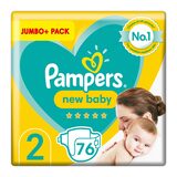 Pampers New Baby Size 2, Jumbo+ 76 Pack