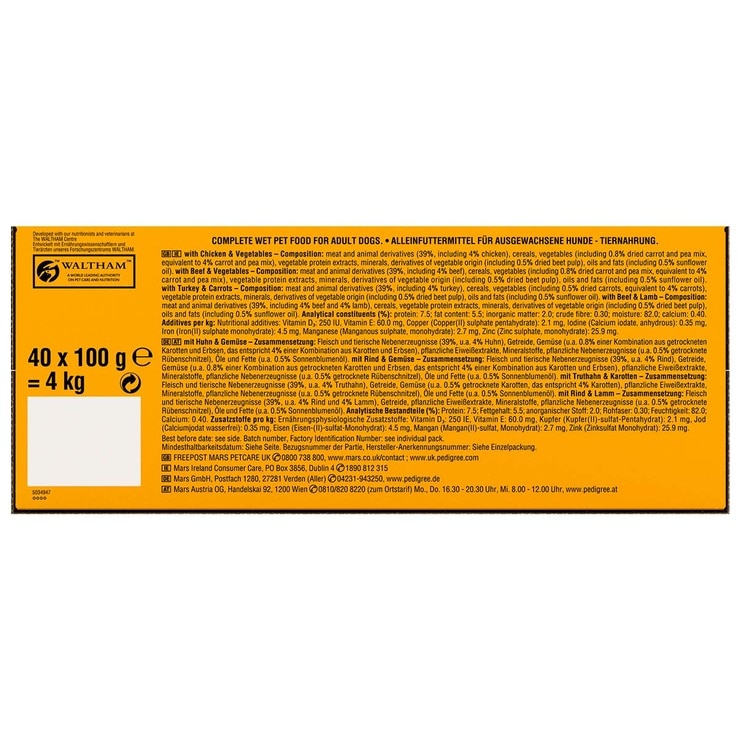 Pedigree Variety Pouch in Gravy, 40 x 100g