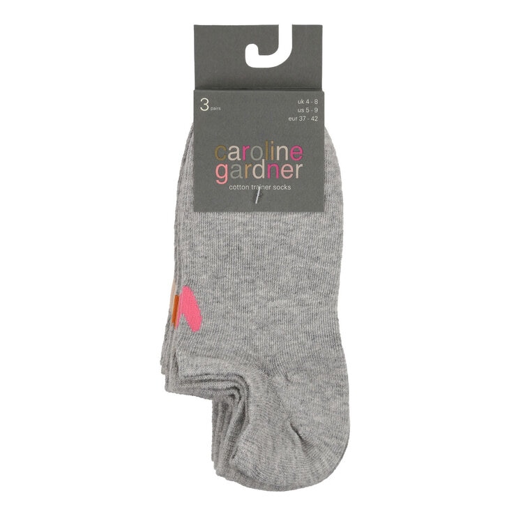 Caroline Gardner Ladies Trainer Sock 6 Pack in Grey