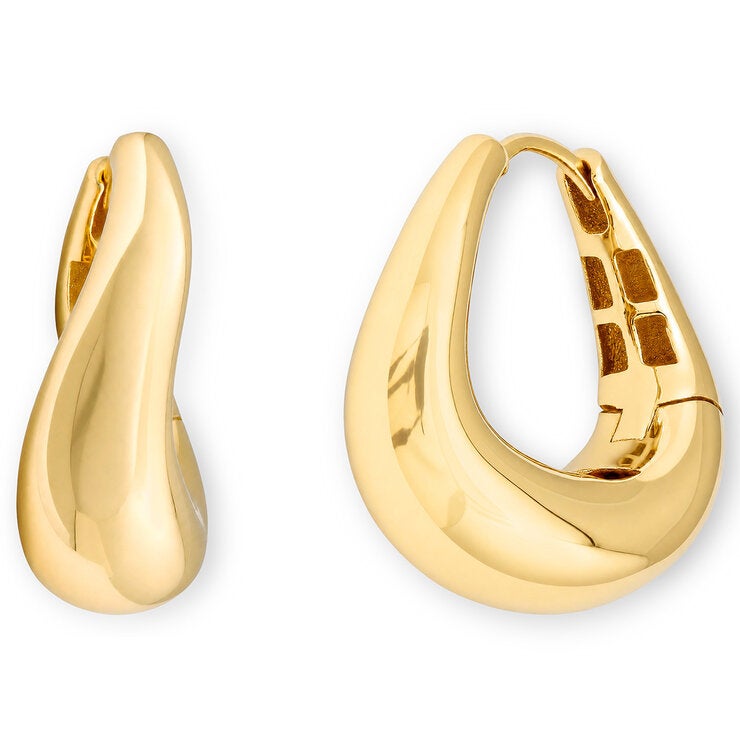14ct Yellow Gold Wave Hoop Earrings 14ct Yellow Gold Wave Hoop Earrings