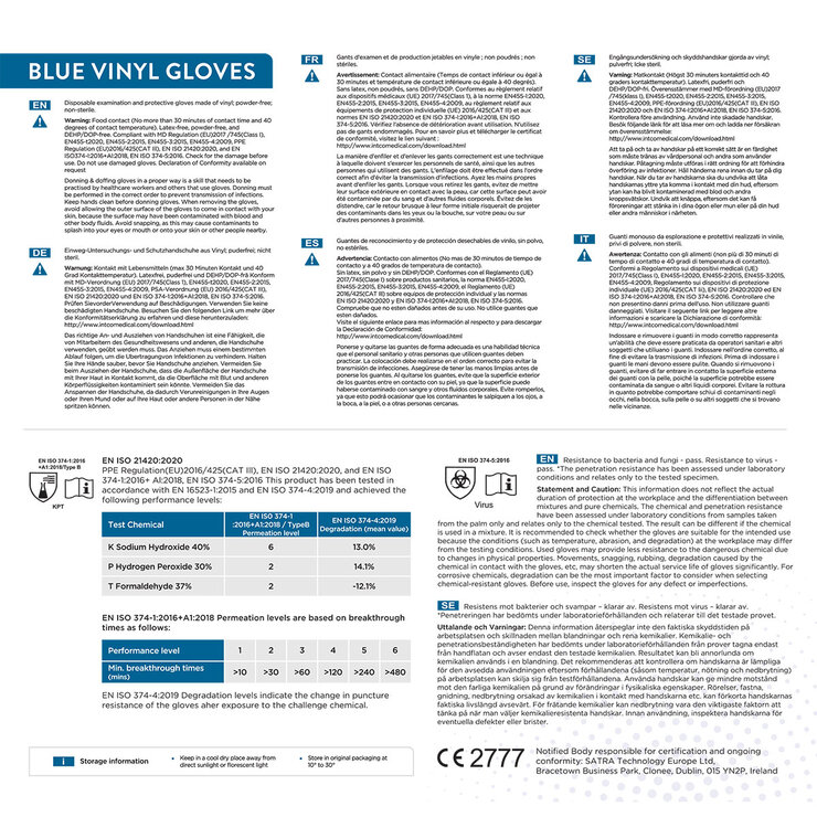 Jena Blue Vinyl Gloves, 400 Pack in Large