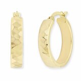 14ct Yellow Gold Hammered Hoop Earrings