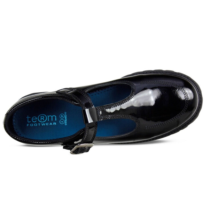 TeⓇm Emily Patent Buckle T-Bar Girl's School Shoes, Youth 4