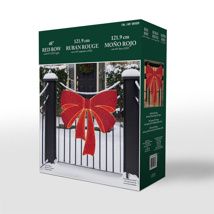 48 Inch (1.2m) Glitter String Red Bow with LED Lights