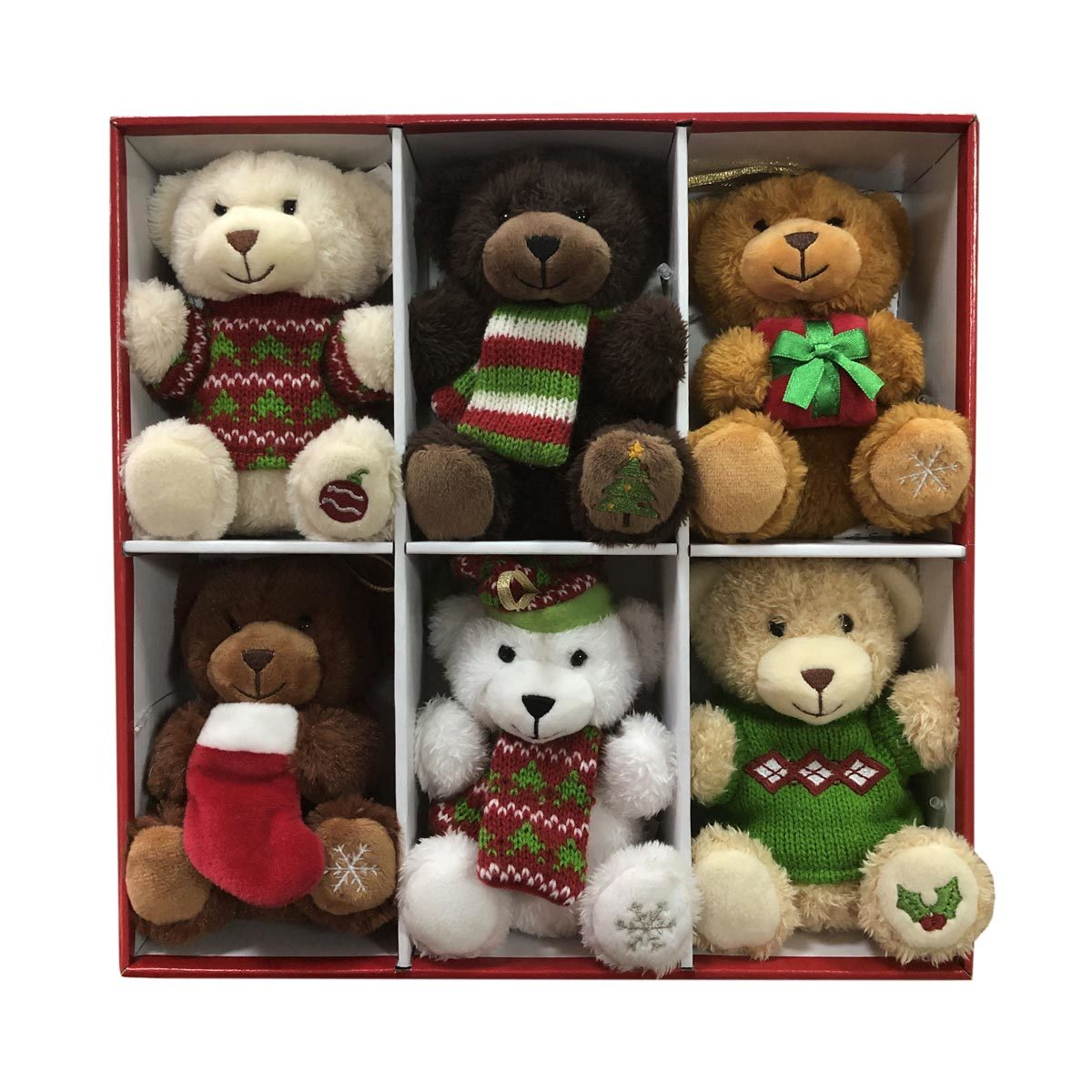 Hugfun 4 Inch (11cm) Plush Ornament Christmas Tree Decorations - 12 Pack