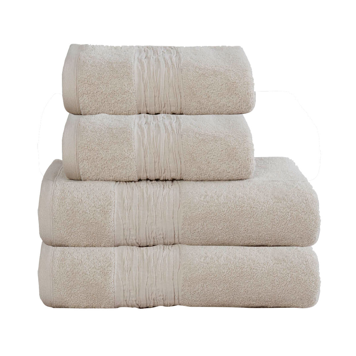 Lazy Linen 4 Piece Hand & Bath Sheet Towel Bundle in Linen