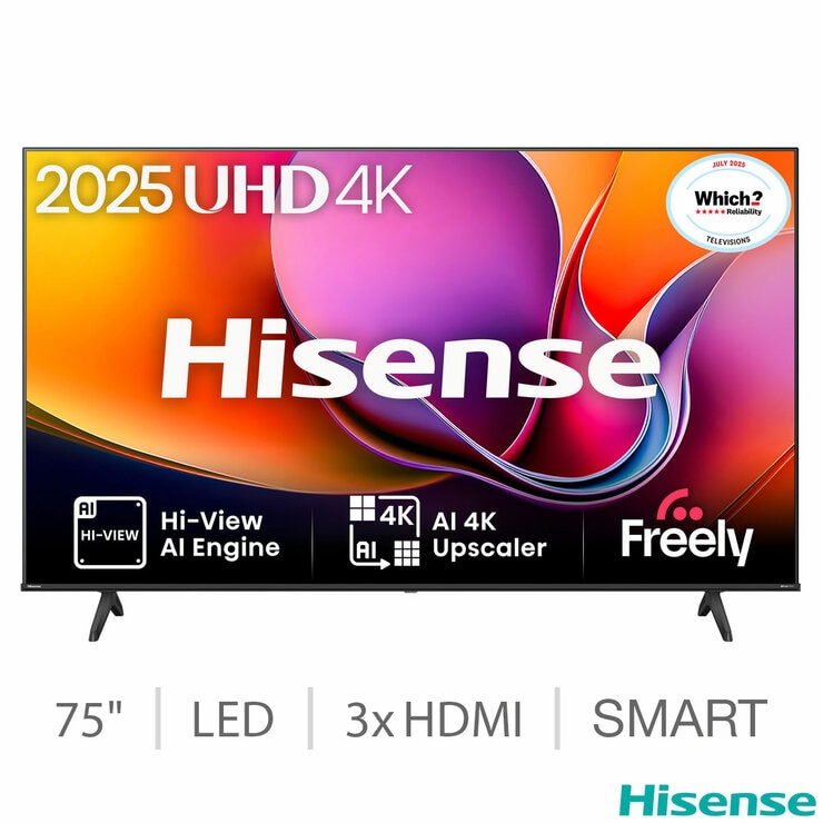 Hisense 75A6QTUK 75 Inch 4K Ultra HD Smart TV Hisense 75A6QTUK 75 Inch 4K Ultra HD Smart TV