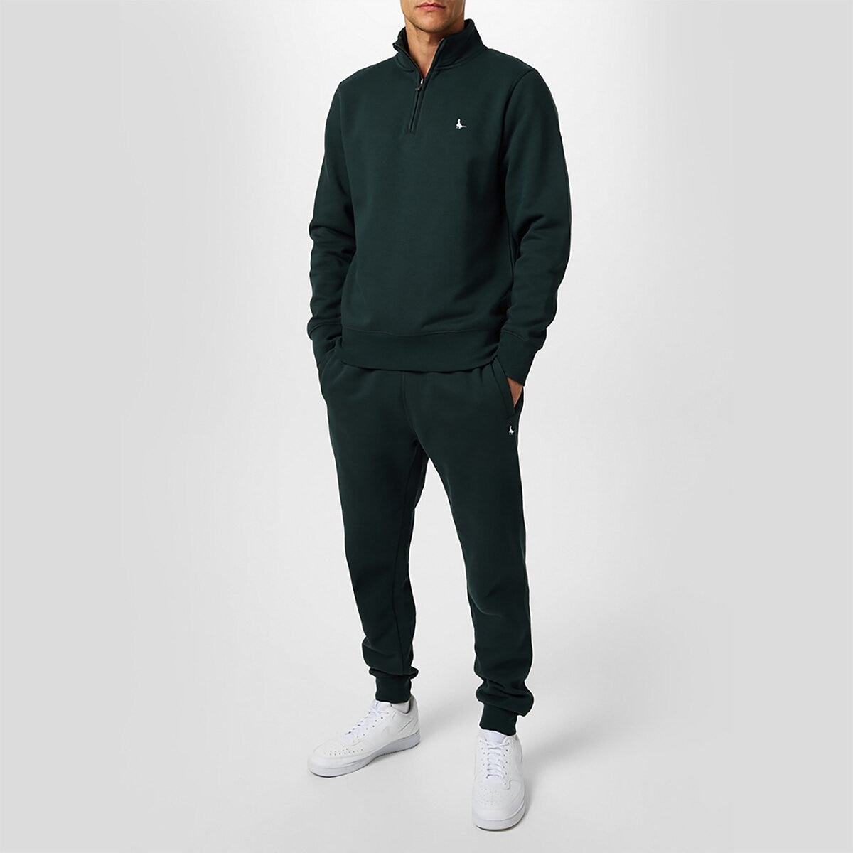 Jack Wills Men's Barchester 1/4 Zip Sweatshirt in Slate Green
