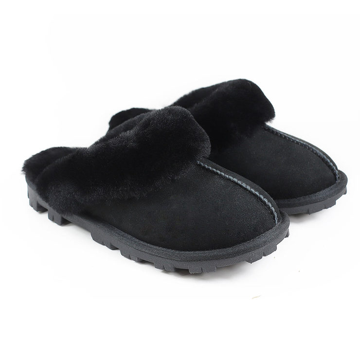 Kirkland Signature Women's Shearling Slippers in Black, Size 8 | Costco UK