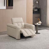 Dallas Cream Leather Power Recliner Armchair