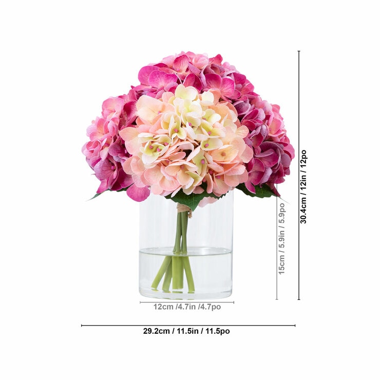 Real Touch Artificial Hydrangea in Vase in Pink Real Touch Artificial Hydrangea in Vase in Pink