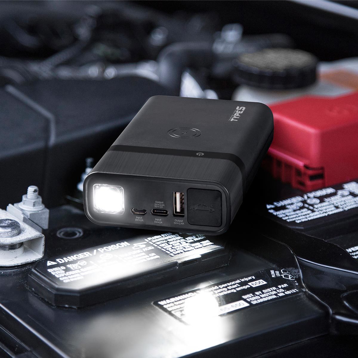 Type S Lithium Jump Starter & Portable Power Bank with Builtin