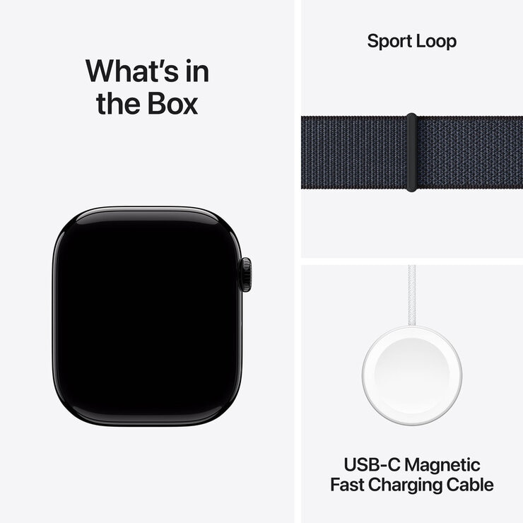 Apple Watch Series 10 GPS + Cellular, 46mm Black Aluminium Case with Black Sport Loop, MWY53QA/A