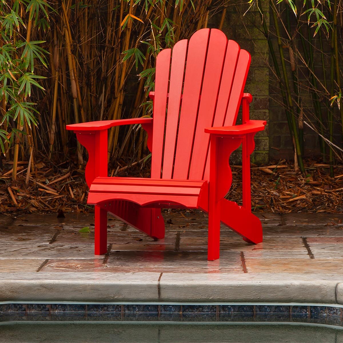 Leisure Line Adirondack Faux Wood Garden Chair in Red