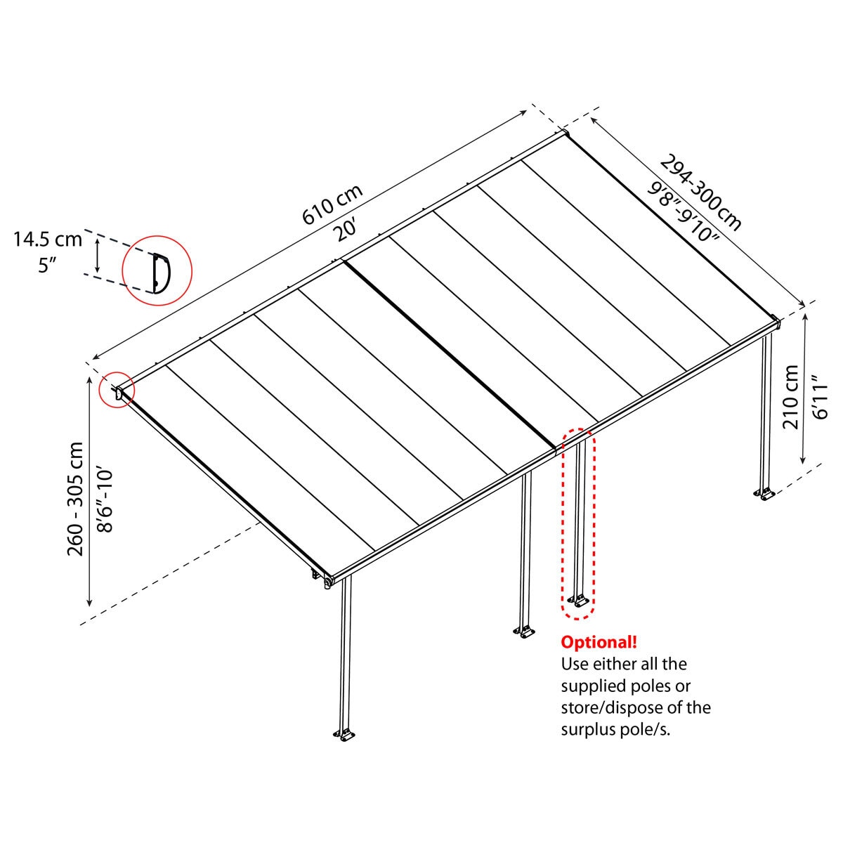 Palram Canopia Feria 3 Veranda Patio Cover in White, 3 x 6.10m