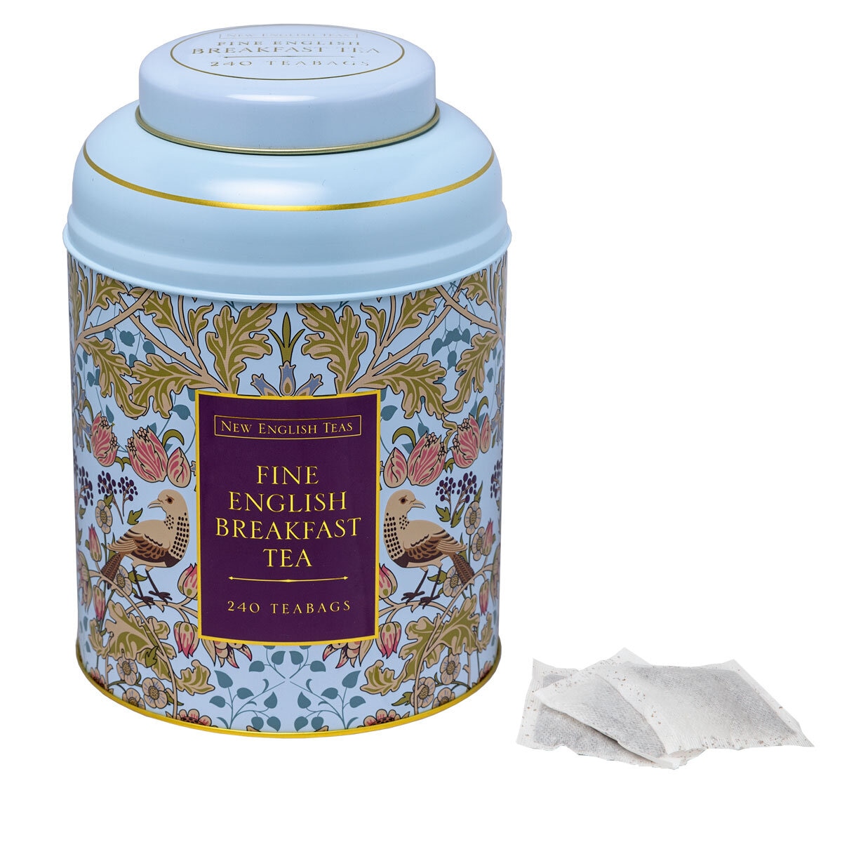 tea tin with teabag next to it
