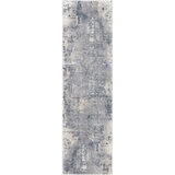 Rustic Textures Faded Blue Runner Rug