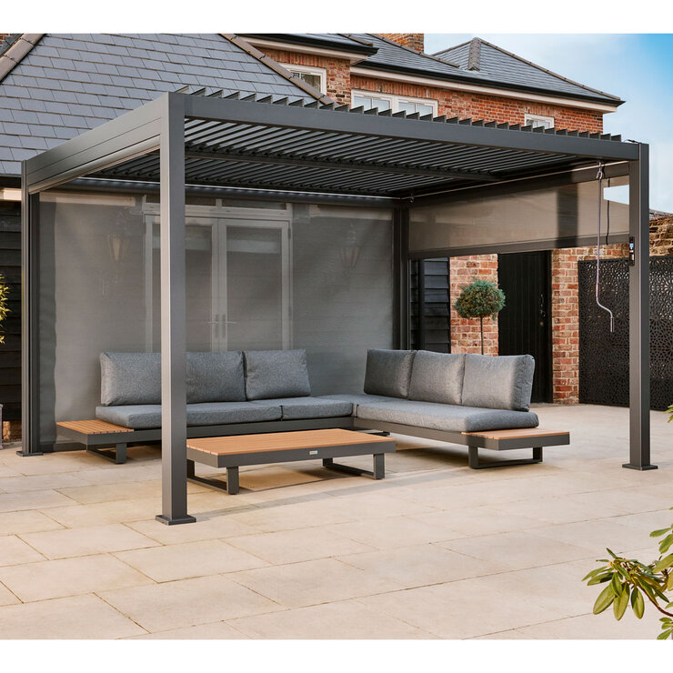 Alvivo 3x4m Louvered Pergola with side screen