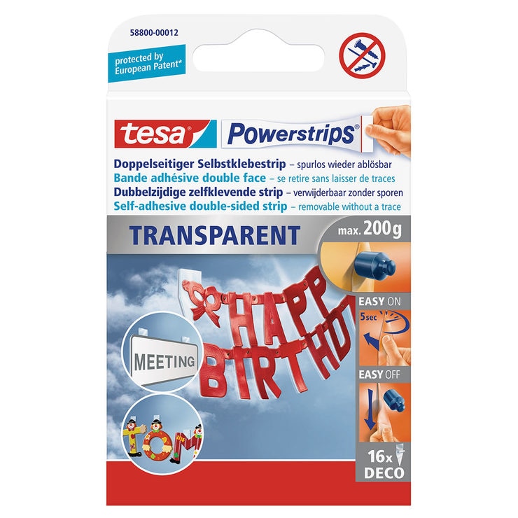 Tesa Powerstrips® Transparent Deco Doublesided Removable Adhesive