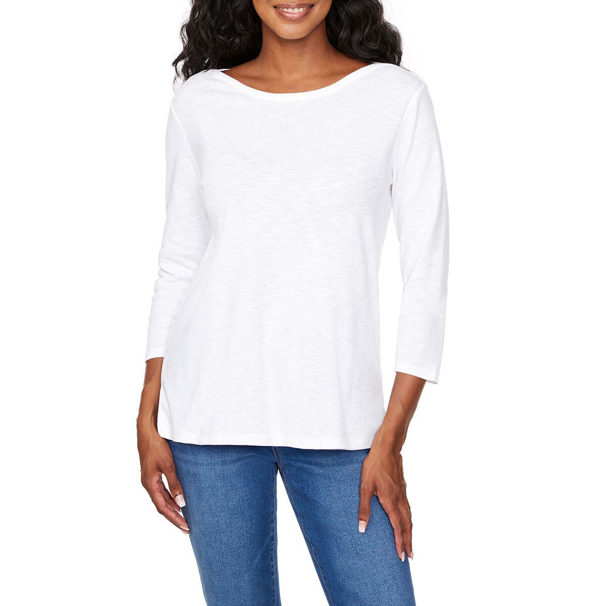 Kirkland Signature Ladies Boatneck Tee in White