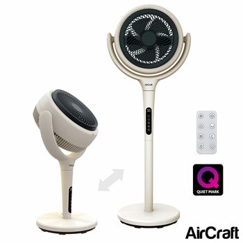 AirCraft LUME Ultra Quiet 2 in 1 Air Circulator Fan With Remote & LED Backlight in Stone White