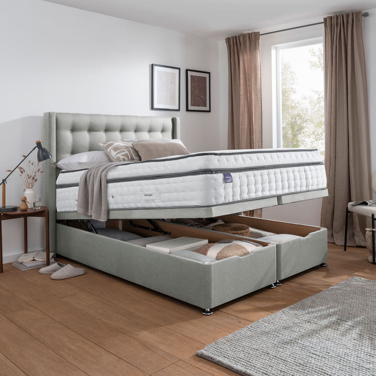 Silentnight Woven Full ottoman divan in dove grey