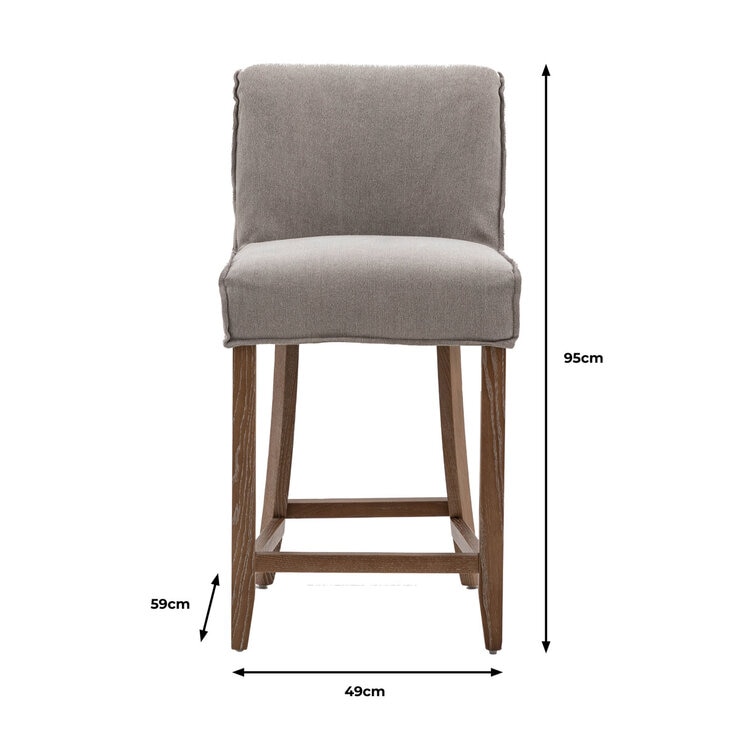 Tarnby Grey Linen Barstool 2pk