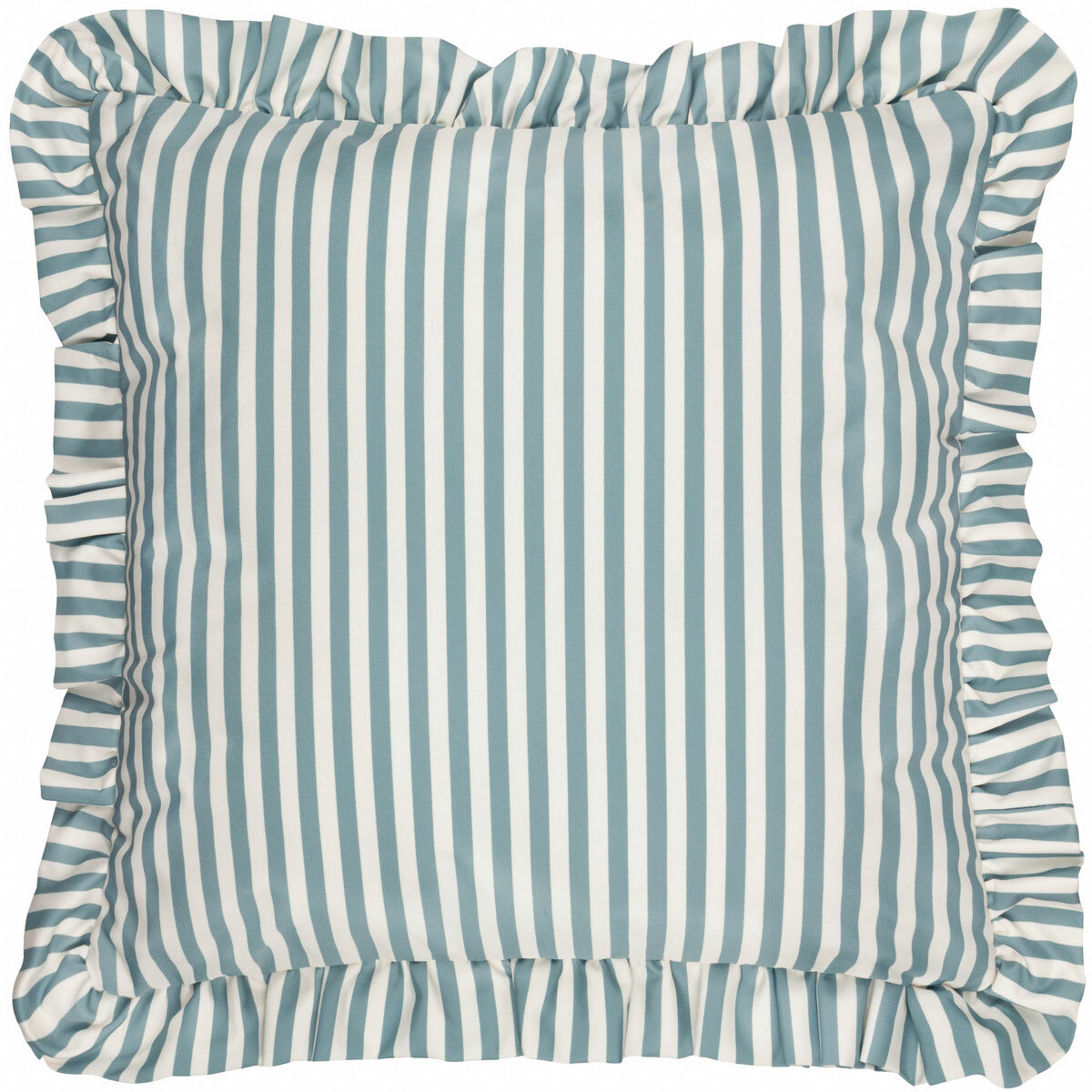 Wylder Millie Ruffle Blue Striped Indoor Outdoor Cushion, 50 x 50 cm