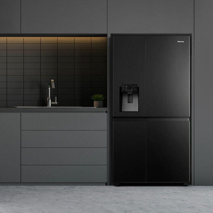 Hisense PureFlat RS818N4TFC, Non Plumbed Side By Side Fridge Freezer, C Rated In Black Hisense PureFlat RS818N4TFC, Non Plumbed Side By Side Fridge Freezer, C Rated In Black