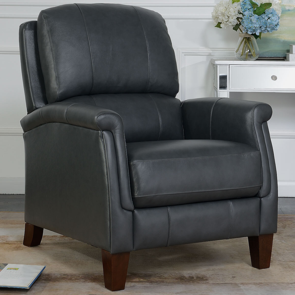 synergy grey leather pushback reclining chair  costco uk
