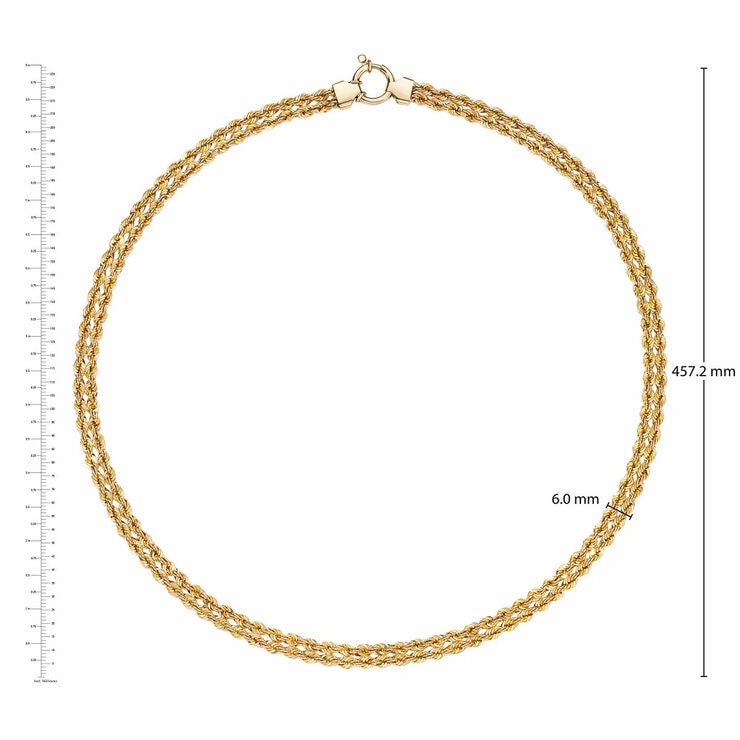 Double Rope Necklace, 14ct Yellow Gold