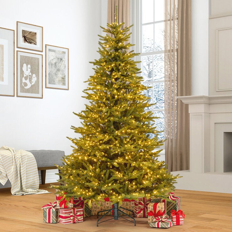 7.5 ft (2.3m) Pre-Lit Euro Style Artificial Christmas Tree With 1400 Colour Changing Twinkle Micro LED LightsLED Tree 7.5 ft (2.3m) Pre-Lit Euro Style Artificial Christmas Tree With 1400 Colour Changing Twinkle Micro LED LightsLED Tree