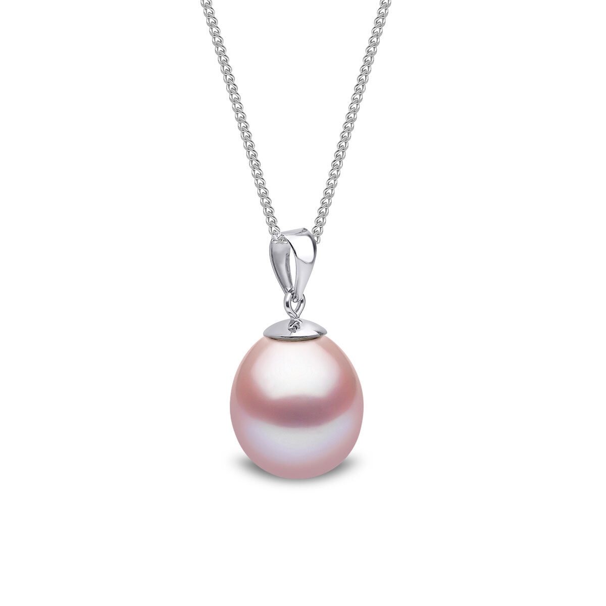 9mm Cultured Freshwater Pink Pearl Pendant, 18ct White Gold