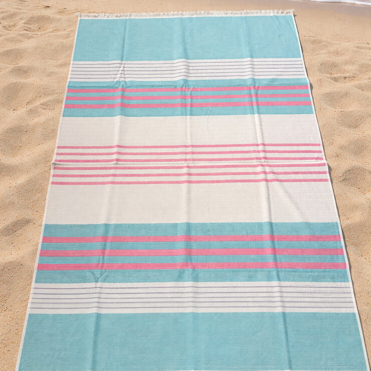 Made in Portugal 100% Cotton Blue & Pink Beach Towel Made in Portugal 100% Cotton Blue & Pink Beach Towel