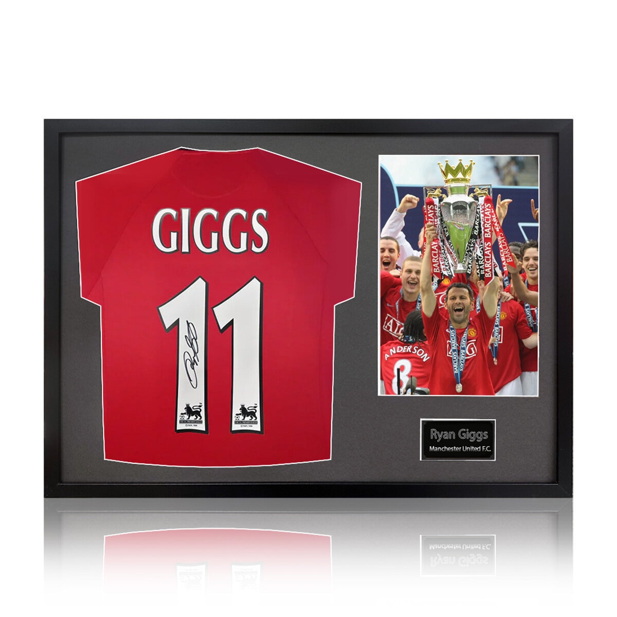 Ryan Giggs Signed Framed Manchester United Football Shirt including 1 Photo, with Black Mount
