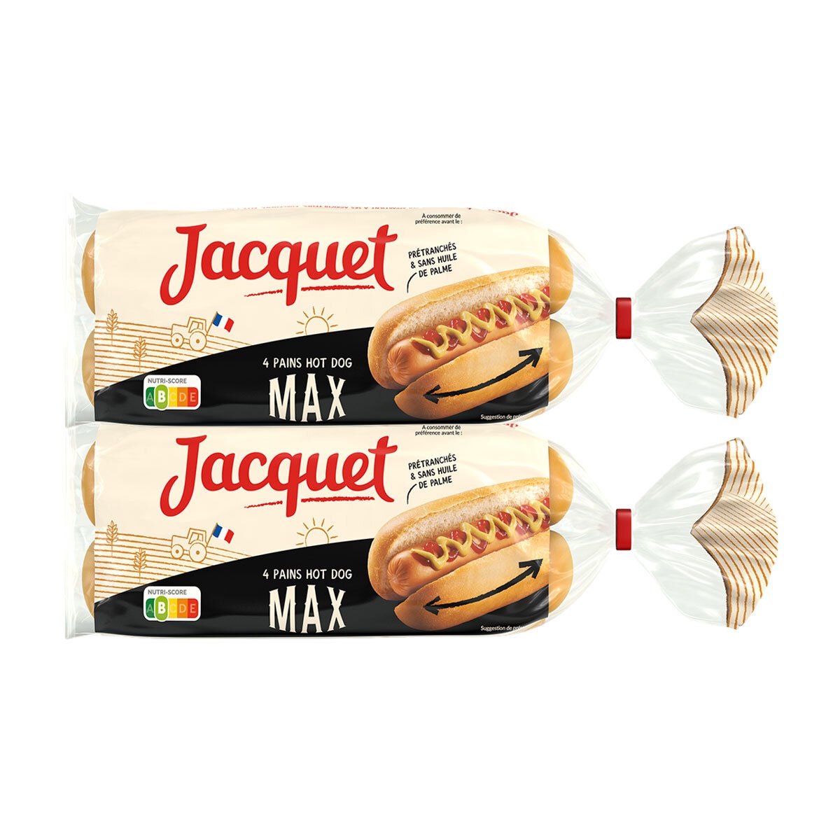 Jacquet Hotdog Rolls, 2 x 4 Pack