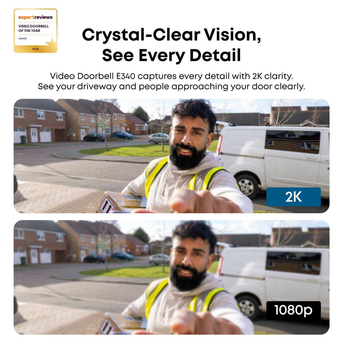 eufy E340 2K Dual Cameras Smart Video Doorbell with Chime - No Monthly Fees