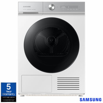 Samsung Series 8 DV90BB9445GHS1, 9kg Smart Heat Pump Tumble Dryer, A+++ Rated in White