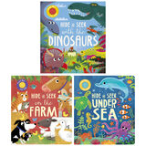 Front cover of Hide & Seek on the Farm, Sea & Dinosaurs