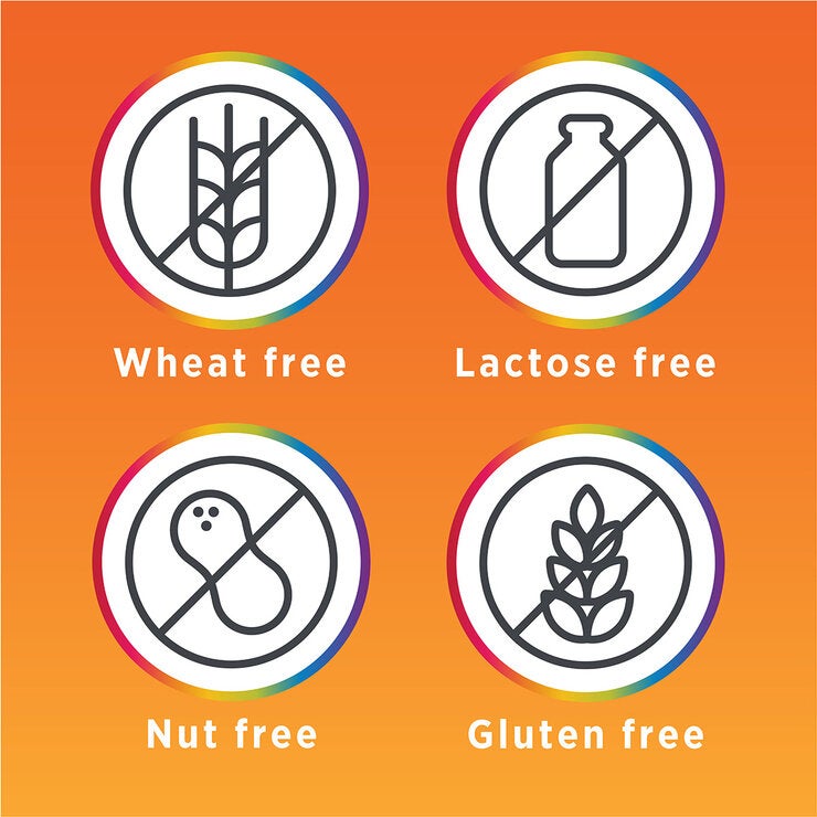 Wheat Free, Lactose Free, Nut Free, Gluten Free