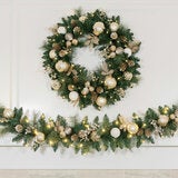 30 inch (76cm) Pre-Lit Decorated Wreath with 50 LED Lights in Metallic 30 inch (76cm) Pre-Lit Decorated Wreath with 50 LED Lights in Metallic