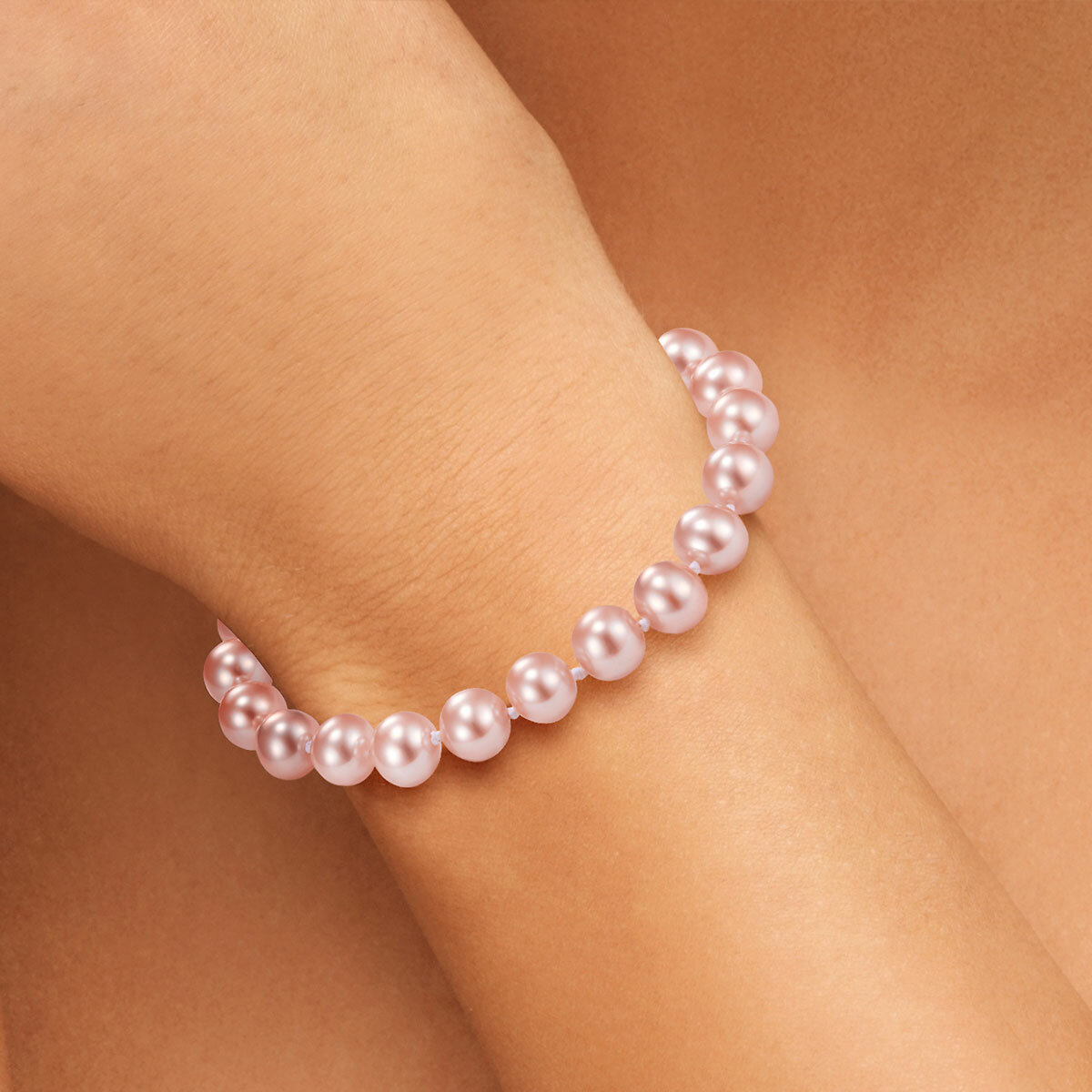 8-8.5mm Cultured Freshwater Pink Pearl Bracelet, 14ct Rose Gold