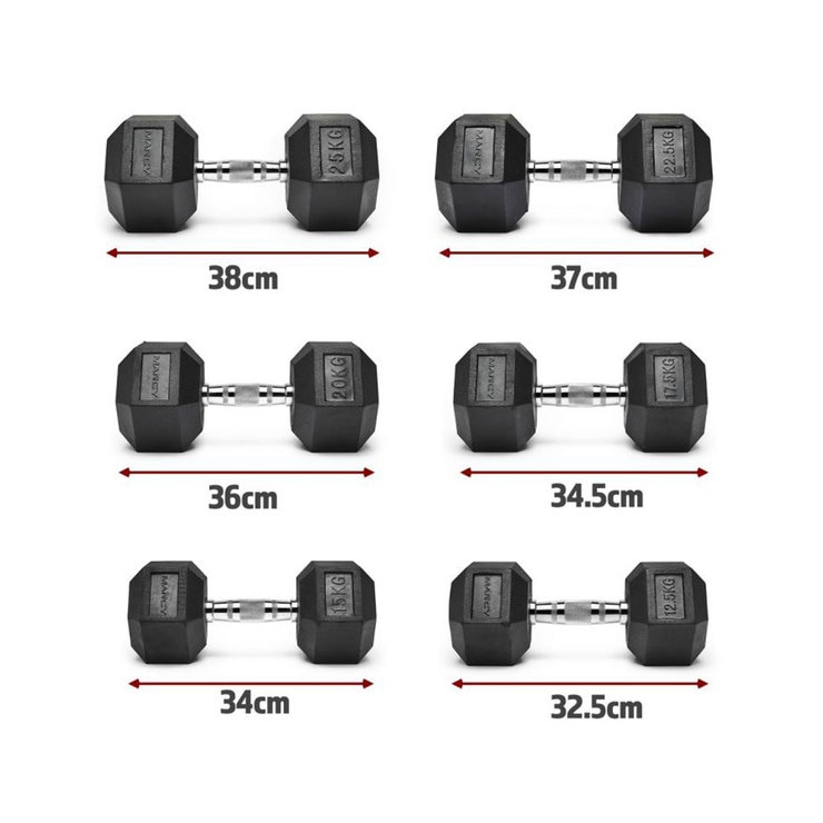 Marcy Rubber Hex 16 Set Dumbbell with 2 Racks (Total Dumbbell Weight 335kg) Costco UK